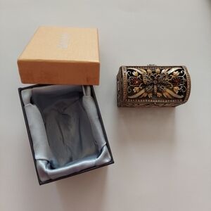 Rucinni Jeweled Trinket Box Yellow Butterfly Design in Original Lined Box